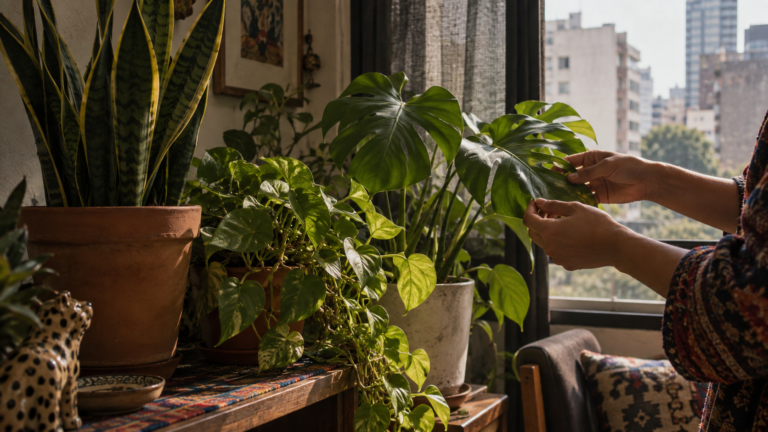 Plantas de interior que resisten poca luz. Imagen editorial.